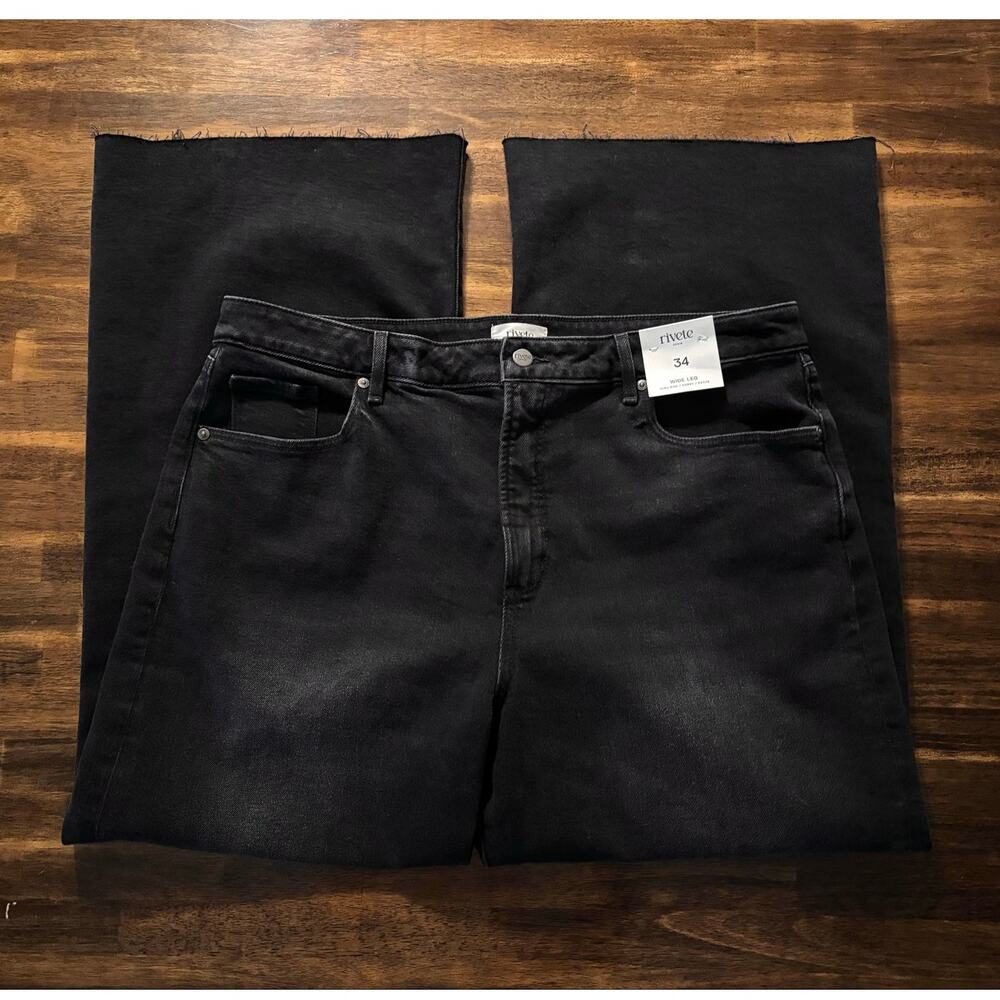 Rivete Denim Loft Women’s 34 Petite Curvy Jeans 37 x 29 Wide Leg High Rise